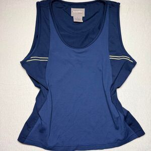 vintage bolle sport athletic tank top navy blue with cream stripes